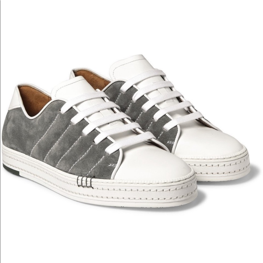 Berluti Palermo Playfield Grey Suede and White Leather Sneakers